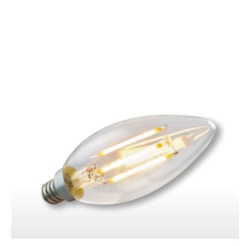 3.3W LED B11 Filament Bulb, Dimmable, E12, 300 lm, 120V, 2700K