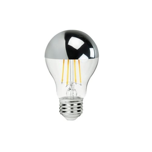 7.5W LED A19 Filament Bulb, Dimmable, E26, 700 lm, 120V, 2700K, Silver Bowl