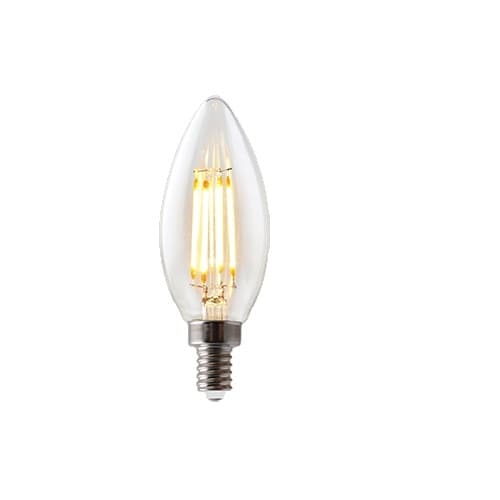5W LED B11 Filament Bulb, Dimmable, E12, 500 lm, 120V, 2700K