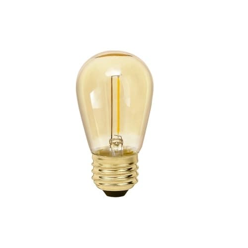 1W LED S14 Filament Bulb, Amber Glass, E26, 35 lm, 120V, 2000K