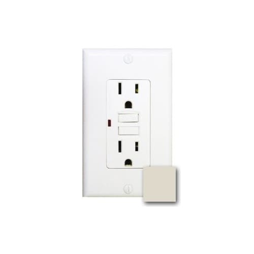 15 Amp GFCI Receptacle Outlet w/LED, Light Almond