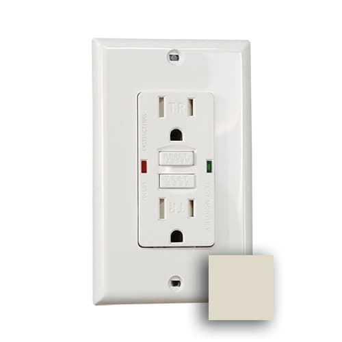 GP 20 Amp GFCI Receptacle Outlet w/ LED, Almond