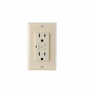 GP 15 Amp Tamper & Weather Resistant GFCI Outlet w/Auto Monitoring, Ivory	