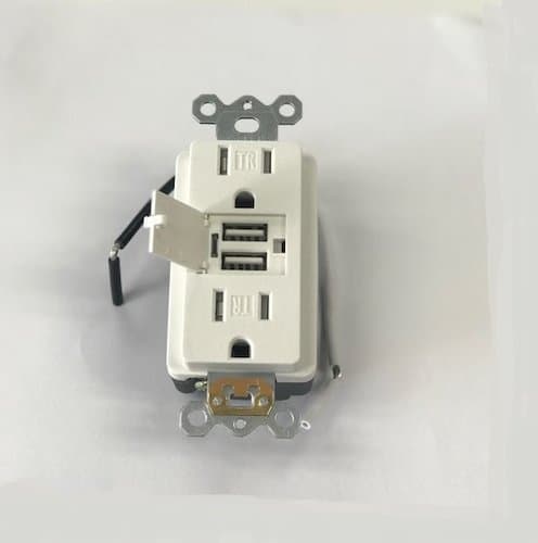 GP 15 Amp USB Decora Duplex Receptacle Outlet, Self-Grounding, Tamper Resistant (TR)