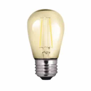 2W LED S14 Filament Bulb, Non-Dim, E26, 200 lm, 120V, 2700K, Clear