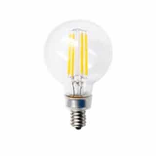 4.5W LED G16.5 Filament Globe Bulb, 120V, E12, 350 lm, 2700K, Clear