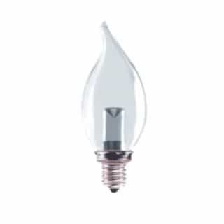 3.8W LED CA10 Flame Tip Chandelier Bulb, Dim, E12, 2700K, Frosted