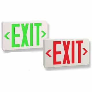 1.5W LED Emergence Exit Sign w/ Red & Green Face & RC, White