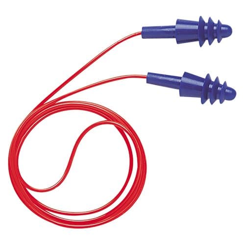 Blue AirSoft Reusable Earplugs w/Red Poly Cord