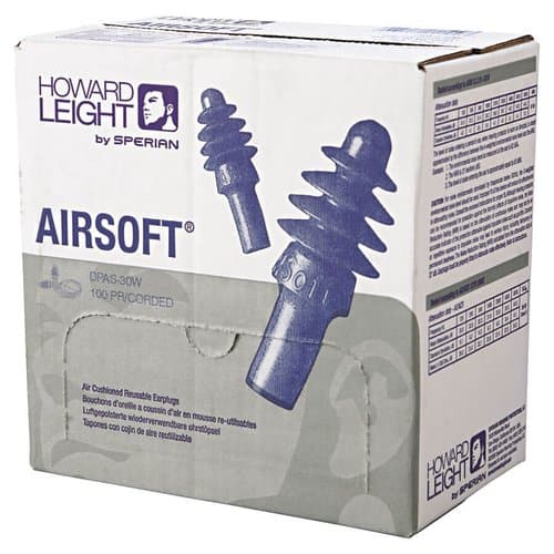Howard Leight 27 dB AirSoft Reusable Earplugs White Nylon Cord