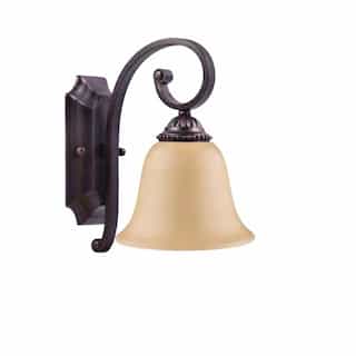 HomEnhancements 60W Alpine Wall Sconce, 1-Light, Tea Stain Glass, Oil Rubbed Bronze