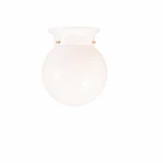 60W Flush Mount, 1-Light, White Glass, White