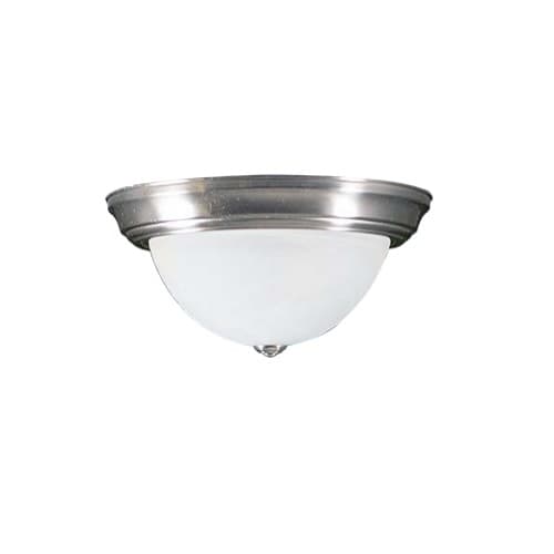 60W Flush Mount Light, White Glass, 2-Light, Brushed Nickel