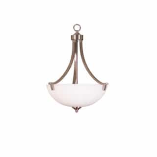 60W Victoria Entry Pendant, 3-Light, White Glass, Brushed Nickel