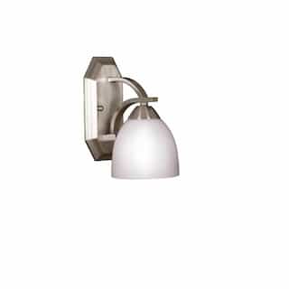 60W Victoria Wall Sconce, 1-Light, White Glass, Brushed Nickel