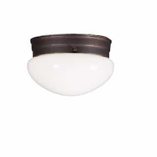 60W Flush Mount, 1-Light, White Mushroom Glass, Oil Rubbed Bronze
