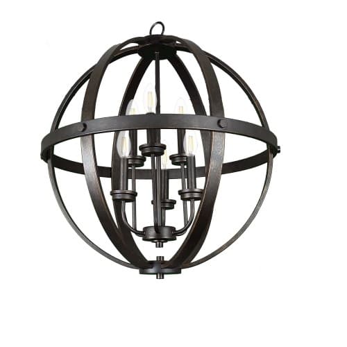 60W Hanging Entry Light, 6-Light, Large, E12, Oil Rubbed Bronze