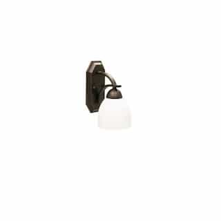HomEnhancements 60W Victoria Wall Sconce, 1-Light, White Glass, Oil Rubbed Bronze