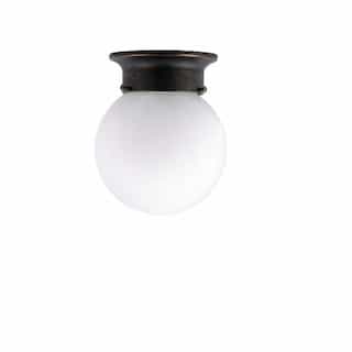 60W Flush Mount, 1-Light, White Glass, Oil Rubbed Bronze