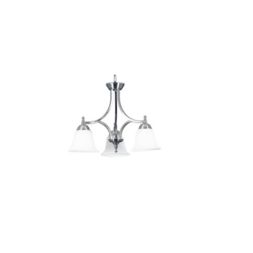 60W Dallas Chandelier, 3-Light, White Bell Shade, Brushed Nickel