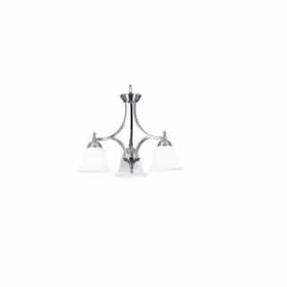 HomEnhancements 60W Dallas Chandelier, 3-Light, White Bell Shade, Brushed Nickel