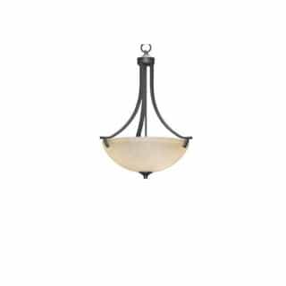 HomEnhancements 60W Victoria Entry Pendant, 3-Light, Tea Stain Glass, Oil Rubbed Bronze