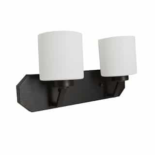 60W Paris Vanity, 2-Light, White Cylinder Glass, Oil Rubbed Bronze