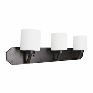 HomEnhancements 60W Paris Vanity, 3-Light, White Cylinder Glass, Oil Rubbed Bronze