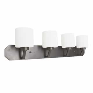 60W Paris Vanity, 4-Light, White Cylinder Glass, Oil Rubbed Bronze