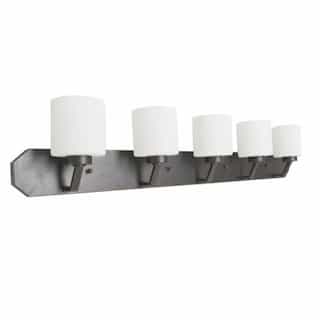 60W Paris Vanity, 5-Light, White Cylinder Glass, Oil Rubbed Bronze