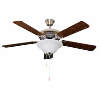HomEnhancements 52-in Ceiling Fan, White Bowl, 2-Light, 3-Speed, 4243 CFM, Br. Nickel