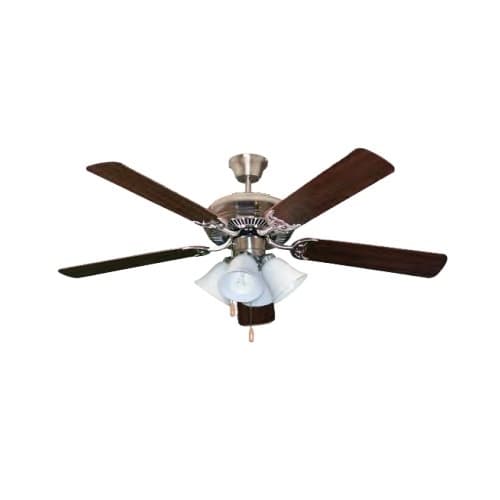 52-in Ceiling Fan, White, 4-Light, 3-Speed, 3859 CFM, Br. Nickel