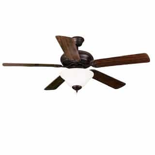 HomEnhancements 52-in Ceiling Fan, White Bowl, 2-Light, 3-Speed, Oil Rubbed Bronze