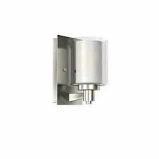 HomEnhancements 60W Sonora Vanity Light, 1-Light, Clear & White Glass, Brushed Nickel