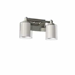 60W Sonora Vanity Light, 2-Light, Clear & White Glass, Brushed Nickel