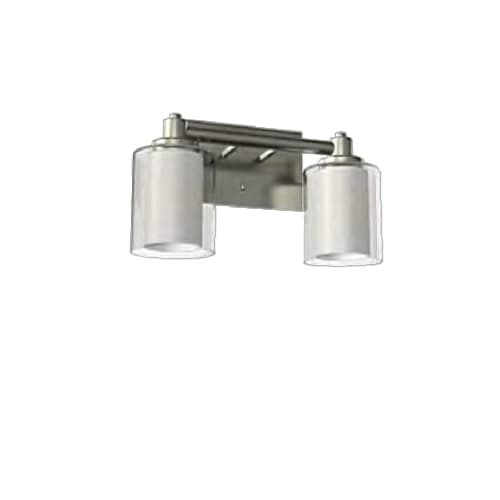 HomEnhancements 60W Sonora Vanity Light, 2-Light, Clear & White Glass, Brushed Nickel