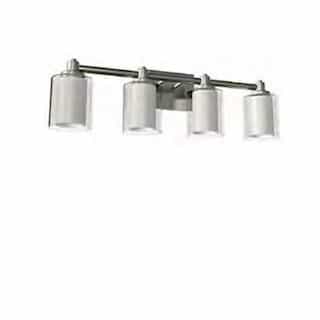 60W Sonora Vanity Light, 4-Light, Clear & White Glass, Brushed Nickel