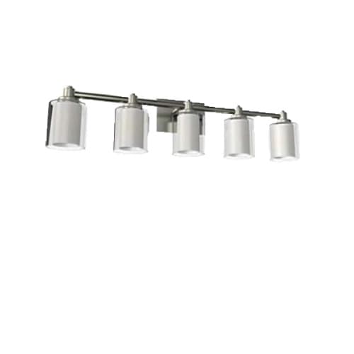 HomEnhancements 60W Sonora Vanity Light, 5-Light, Clear & White Glass, Brushed Nickel