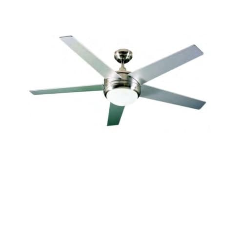 52-in Contemporary Fan w/ Light, 3-Speed, 5-Blade, 5500 CFM, B. Nickel