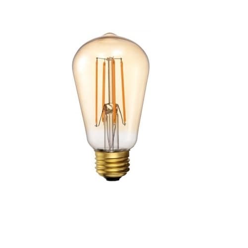 7W LED ST19 Filament Bulb, Dimmable, E26, 600 lm, 2200K, Amber