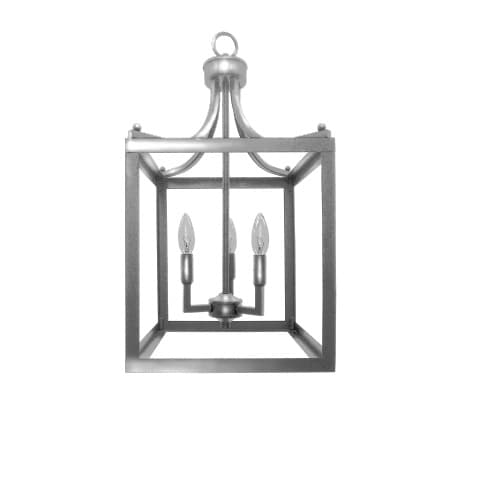 60W Square Cage Entry Fixture, 3-Light, E12, Brushed Nickel
