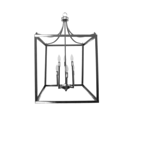 60W Square Cage Entry Fixture, 6-Light, E12, Brushed Nickel