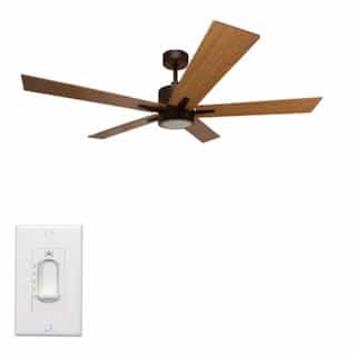 HomEnhancements 52-in Fan w/ WC-1-WH, 3-Speed, 5-Blade, 5700 CFM, Oil Rubbed Bronze