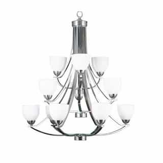 60W Victoria Chandelier, 12-Light, Clear Glass, Brushed Nickel