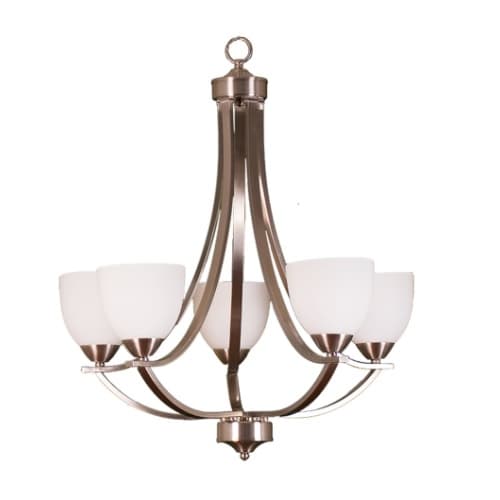 60W Victoria Chandelier, 5-Light, Clear Glass, Brushed Nickel