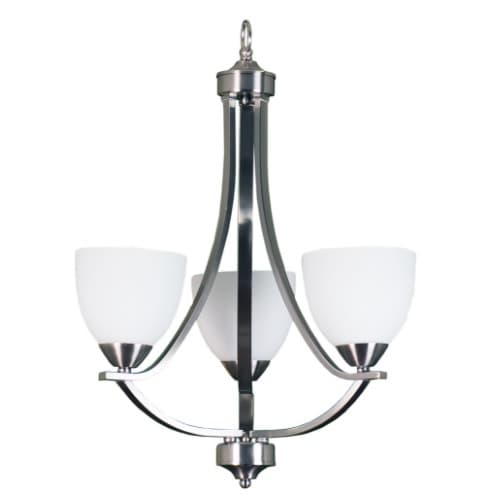 60W Victoria Chandelier, 3-Light, Clear Glass, Brushed Nickel