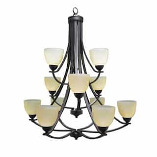 HomEnhancements 60W Victoria Chandelier, 12-Light, Clear Glass, Oil Rubbed Bronze