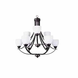 HomEnhancements 60W Victoria Chandelier, 9-Light, Clear Glass, Oil Rubbed Bronze