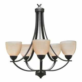 HomEnhancements 60W Victoria Chandelier, 5-Light, Clear Glass, Oil Rubbed Bronze