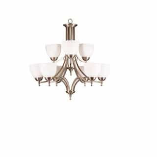 HomEnhancements 60W Dallas Chandelier, 9-Light, Clear Glass, Brushed Nickel 